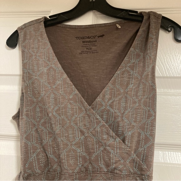 TOAD & CO Poppy Cue Faux Wrap Brown Sleeveless Tank Dress Sz M Organic Cotton - Picture 3 of 16